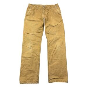 Eddie Bauer Fleece Lined Canvas Pants Men 34x34 (34x32) Tan Outdoors Workwear
